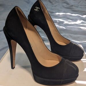 Authentic Chanel Black Suede High Heels